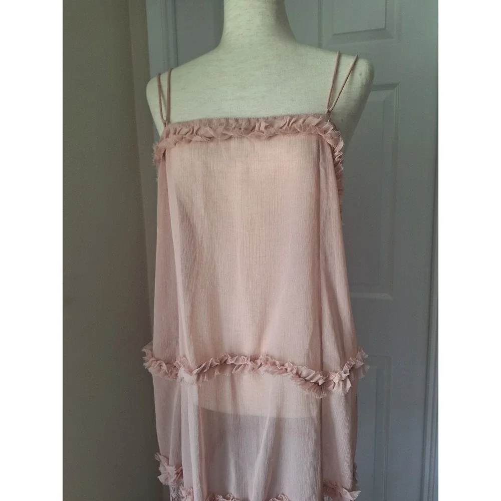 Free People Intimately Halfway There Maxi Slip Dress Boho Coquette Sheer